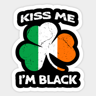 Kiss Me I'm Black Ireland Flag Shamrock St Patrick's Day Sticker